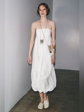 Zara NWT White Spaghetti-Strap Midi Dress, Size M